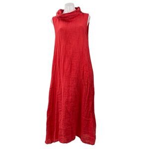 Francesca Bettini Red Sleeveless Cowl Neck Tank Cami A Line Maxi Dress Size XL
